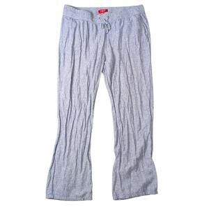 Guess Pastel Blue Linen Lounge Pants with Riveted Drawstring | Women's L
